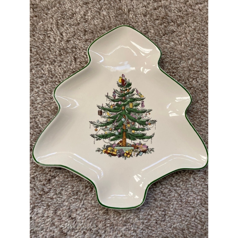 Spode Serving Tray Christmas Tree Platter 9" x 8" Plate Vintage SKU1